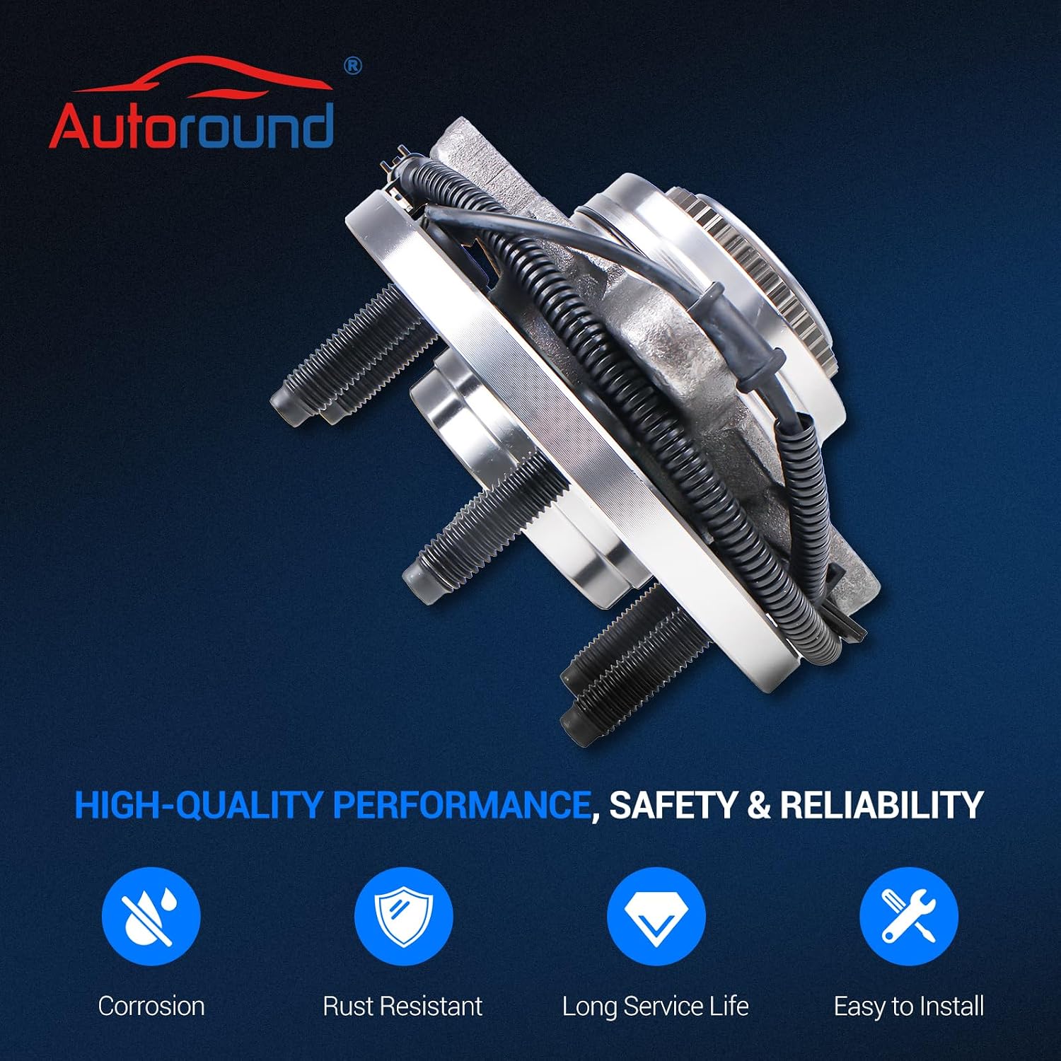 Autoround 515142 [2-Pack] 4WD Front Wheel Bearing and Hub Assembly Compatible with 2011-2014 Ford F-150 Expedition, Lincoln Navigator, 6 Lug W/ABS (Exc. Heavy Duty)